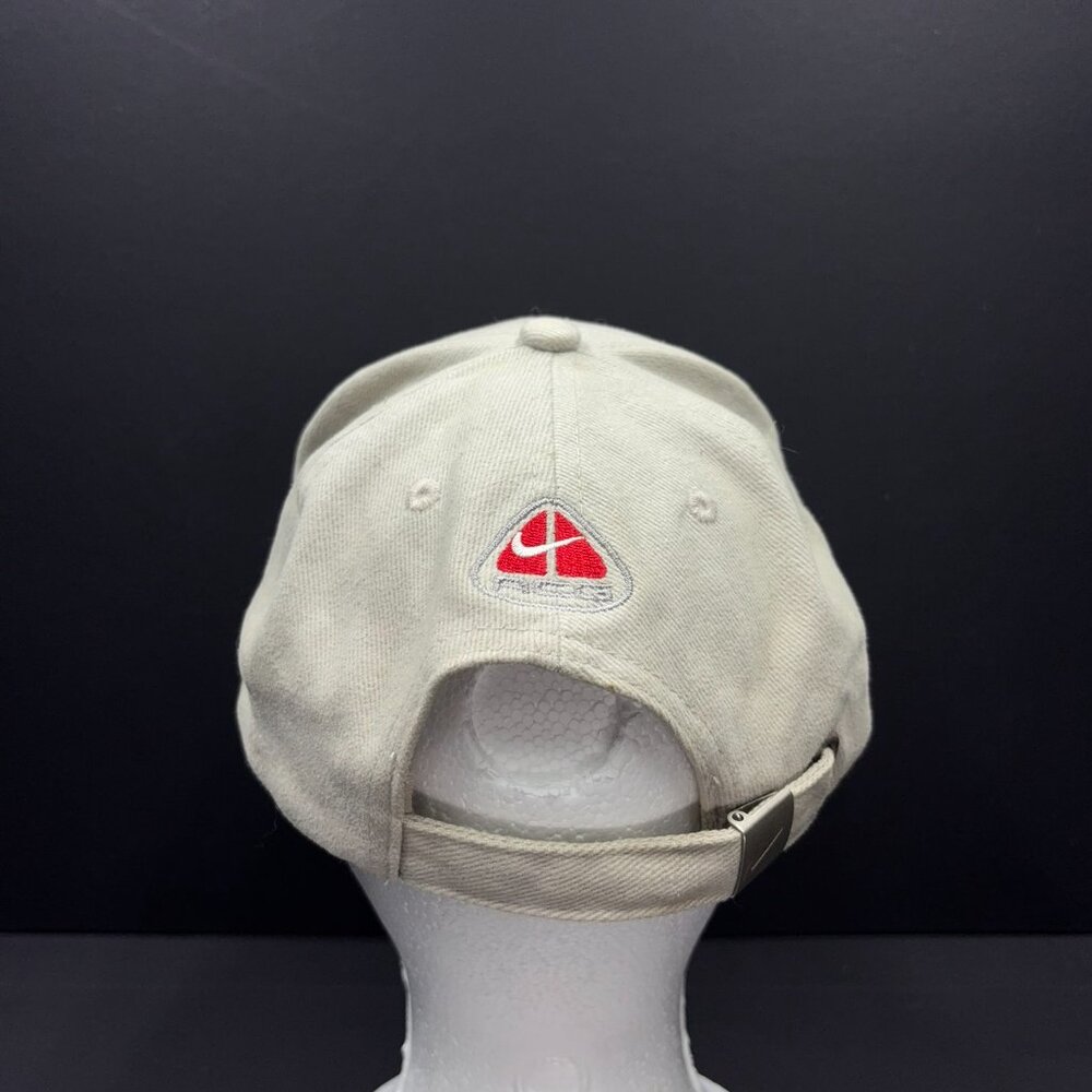 Vintage 2005 Nike ACG Cap Hat Beige Red Swoosh Logo Made In Korea Y2K - Picture 3 of 10